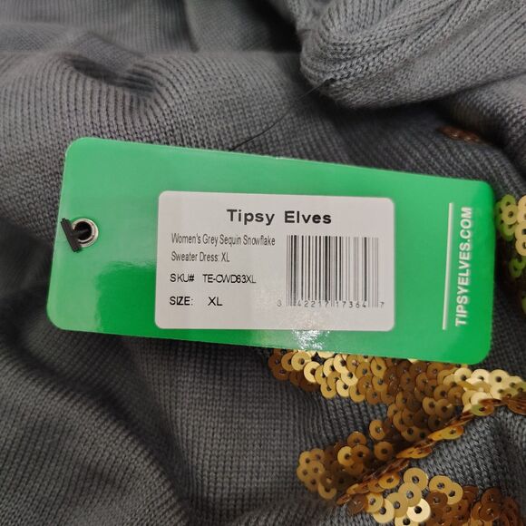 New! TIPSY ELVES Sequin Snowflake Sweater Dress XL Women's Long Sleeve Winter - Picture 5 of 7